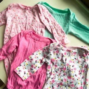 Carters 0-3 Long Sleeve Baby Girl Onesie Bunle